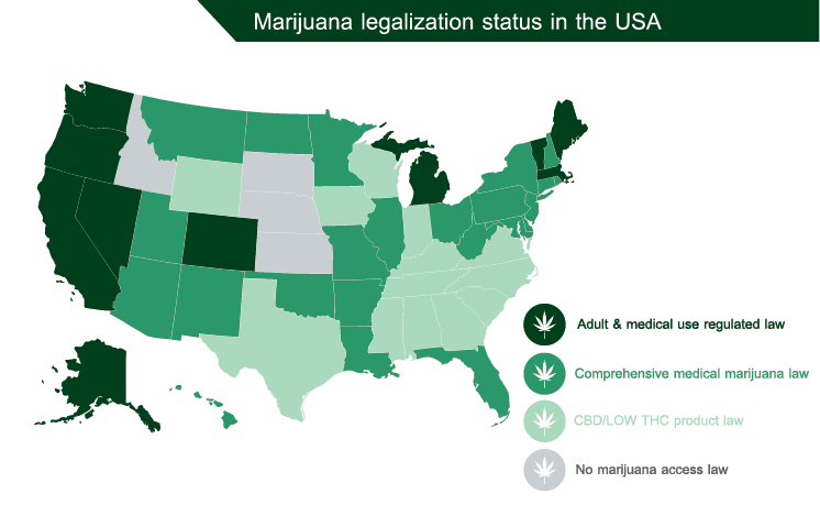 Map of pot legalization in the US