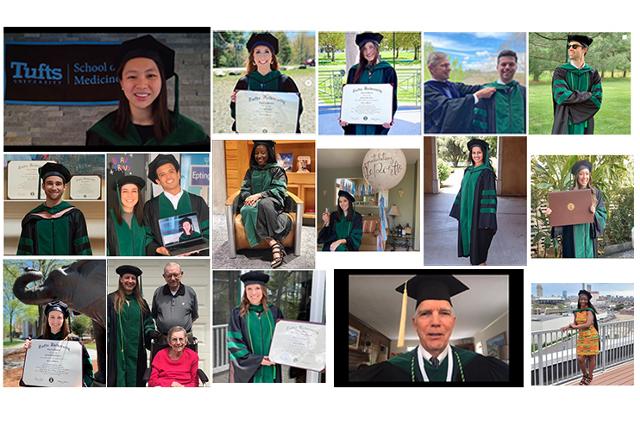 Many photos of graduates and faculty in a grid